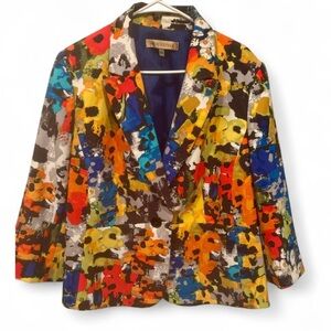 NIPON BOUTIQUE EUC WOMENS BLAZER JACKET WINTER FALL ABSTRACT DESIGNER SIZE 18W